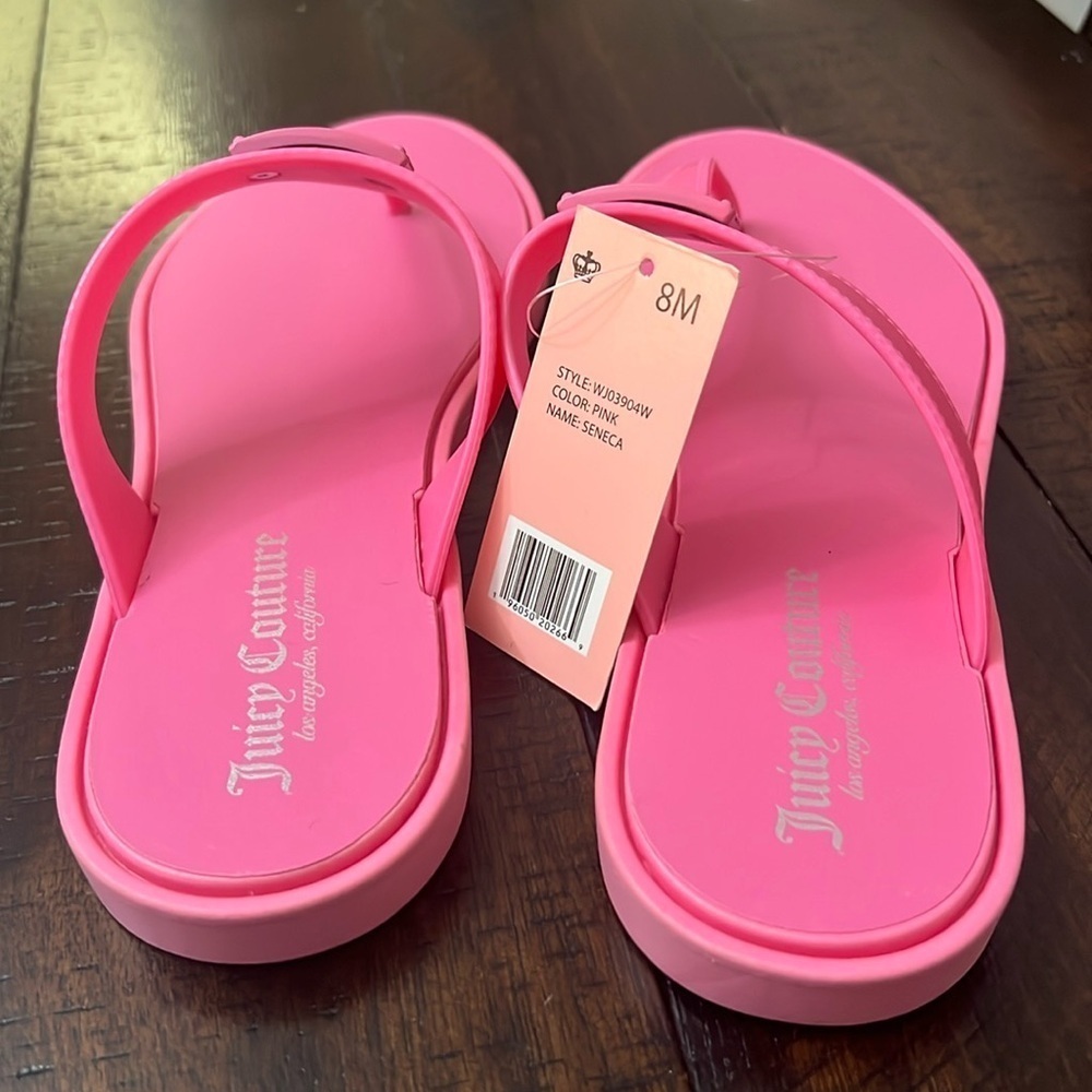 Excellent Condition Juicy Couture Pink Logo Thong Sandals